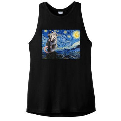 Starry Night Opossum Van Gogh Possum Funny Rodent Animal Ladies PosiCharge Tri-Blend Wicking Tank