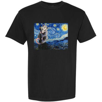 Starry Night Opossum Van Gogh Possum Funny Rodent Animal Garment-Dyed Heavyweight T-Shirt