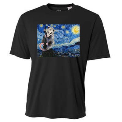 Starry Night Opossum Van Gogh Possum Funny Rodent Animal Cooling Performance Crew T-Shirt