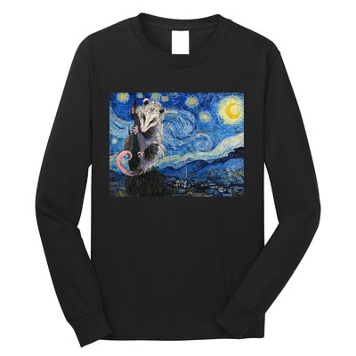 Starry Night Opossum Van Gogh Possum Funny Rodent Animal Long Sleeve Shirt