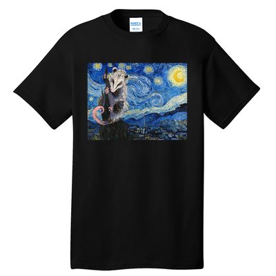 Starry Night Opossum Van Gogh Possum Funny Rodent Animal Tall T-Shirt