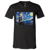 Starry Night Opossum Van Gogh Possum Funny Rodent Animal V-Neck T-Shirt