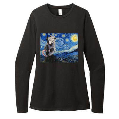 Starry Night Opossum Van Gogh Possum Funny Rodent Animal Womens CVC Long Sleeve Shirt