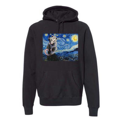 Starry Night Opossum Van Gogh Possum Funny Rodent Animal Premium Hoodie