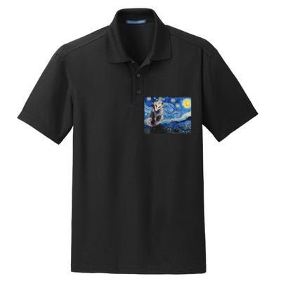 Starry Night Opossum Van Gogh Possum Funny Rodent Animal Dry Zone Grid Polo