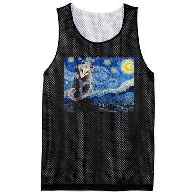 Starry Night Opossum Van Gogh Possum Funny Rodent Animal Mesh Reversible Basketball Jersey Tank