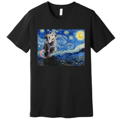 Starry Night Opossum Van Gogh Possum Funny Rodent Animal Premium T-Shirt