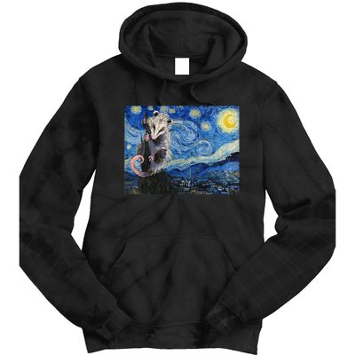 Starry Night Opossum Van Gogh Possum Funny Rodent Animal Tie Dye Hoodie