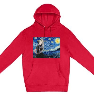 Starry Night Opossum Van Gogh Possum Funny Rodent Animal Premium Pullover Hoodie