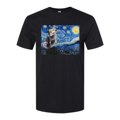 Starry Night Opossum Van Gogh Possum Funny Rodent Animal Softstyle CVC T-Shirt