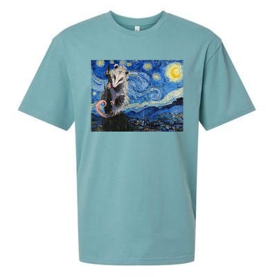 Starry Night Opossum Van Gogh Possum Funny Rodent Animal Sueded Cloud Jersey T-Shirt