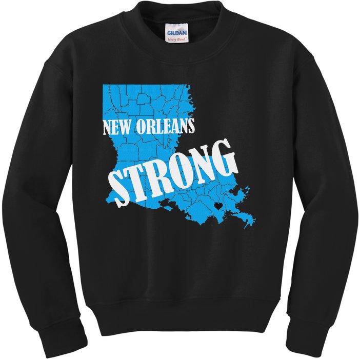 Support New Orleans Nola Strong 2025 Pray For Nola Kids Sweatshirt