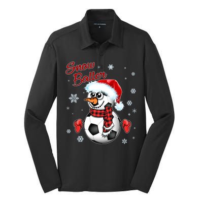 Snow Baller Soccer Chritsmas  Silk Touch Performance Long Sleeve Polo