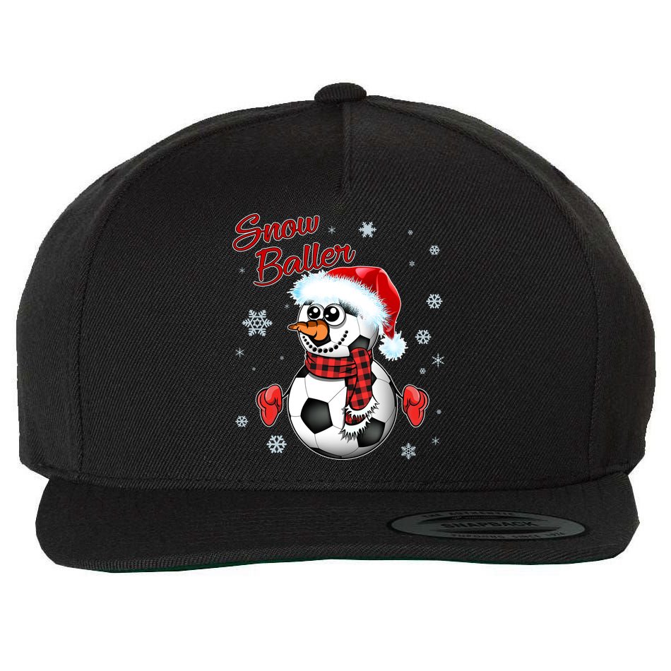 Snow Baller Soccer Chritsmas  Wool Snapback Cap