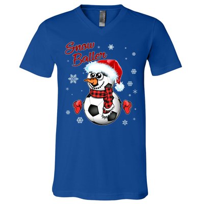 Snow Baller Soccer Chritsmas  V-Neck T-Shirt