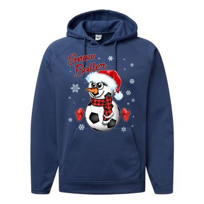 Snow Baller Soccer Chritsmas  Performance Fleece Hoodie