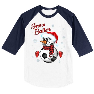 Snow Baller Soccer Chritsmas  Baseball Sleeve Shirt