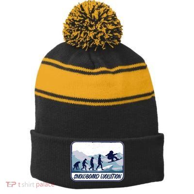 Snowboard Evolution Stripe Pom Pom Beanie