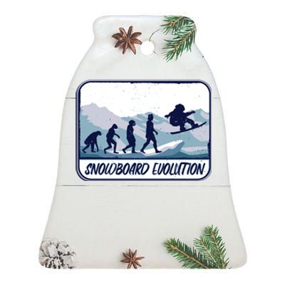 Snowboard Evolution Ceramic Bell Ornament