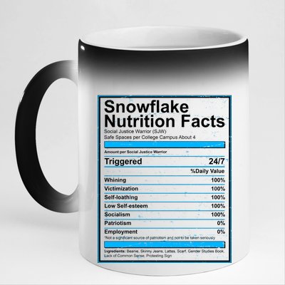 Snowflake Nutrition Facts 11oz Black Color Changing Mug