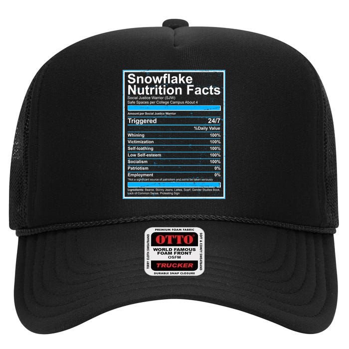 Snowflake Nutrition Facts High Crown Mesh Back Trucker Hat