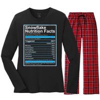 Snowflake Nutrition Facts Women's Long Sleeve Flannel Pajama Set 