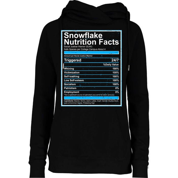 Snowflake Nutrition Facts Womens Funnel Neck Pullover Hood