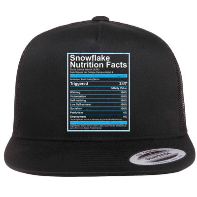 Snowflake Nutrition Facts Flat Bill Trucker Hat