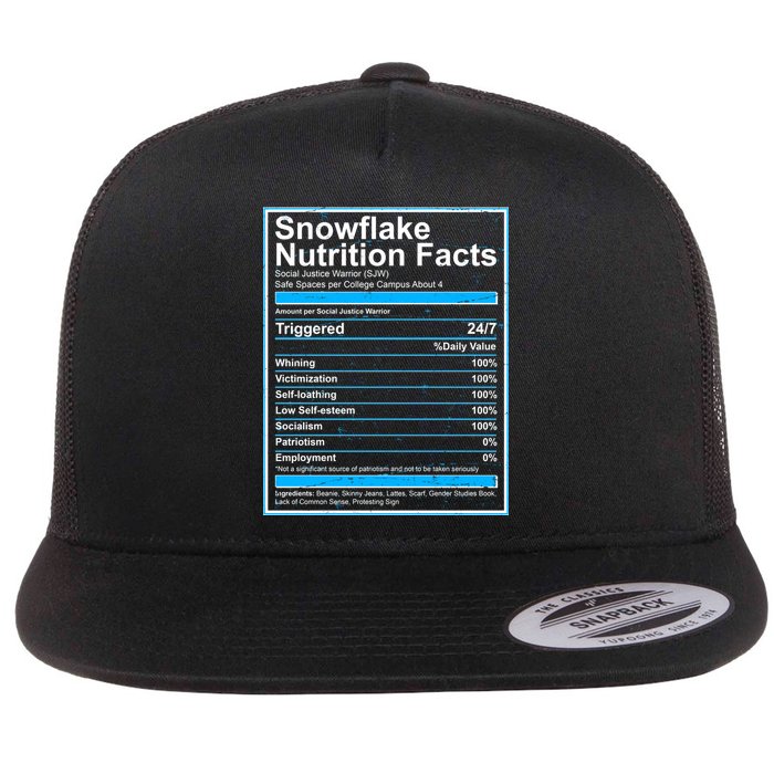 Snowflake Nutrition Facts Flat Bill Trucker Hat