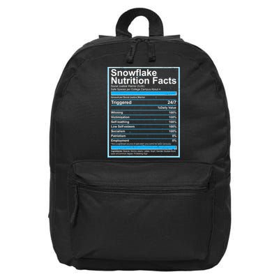 Snowflake Nutrition Facts 16 in Basic Backpack