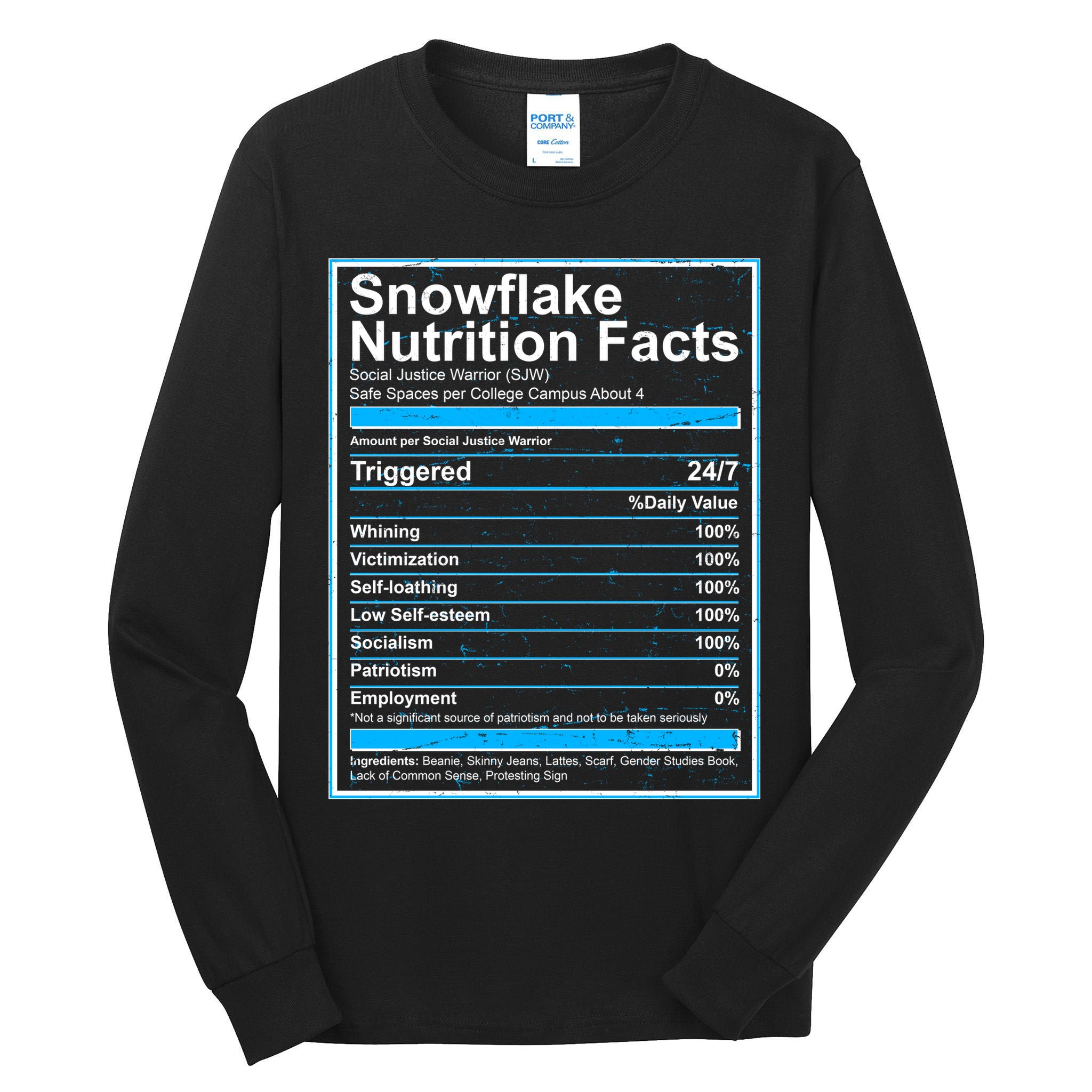 Snowflake Nutrition Facts Tall Long Sleeve T-Shirt