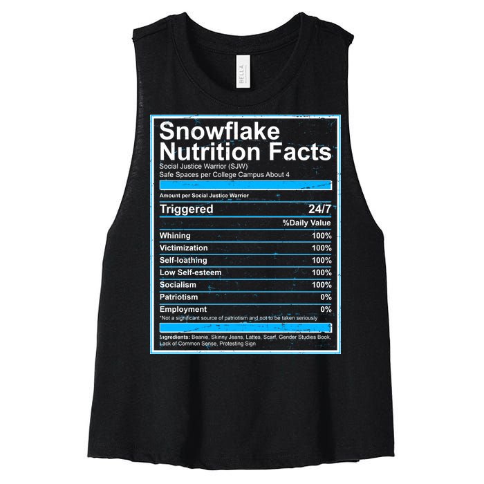 Snowflake Nutrition Facts Women's Racerback Cropped Tank