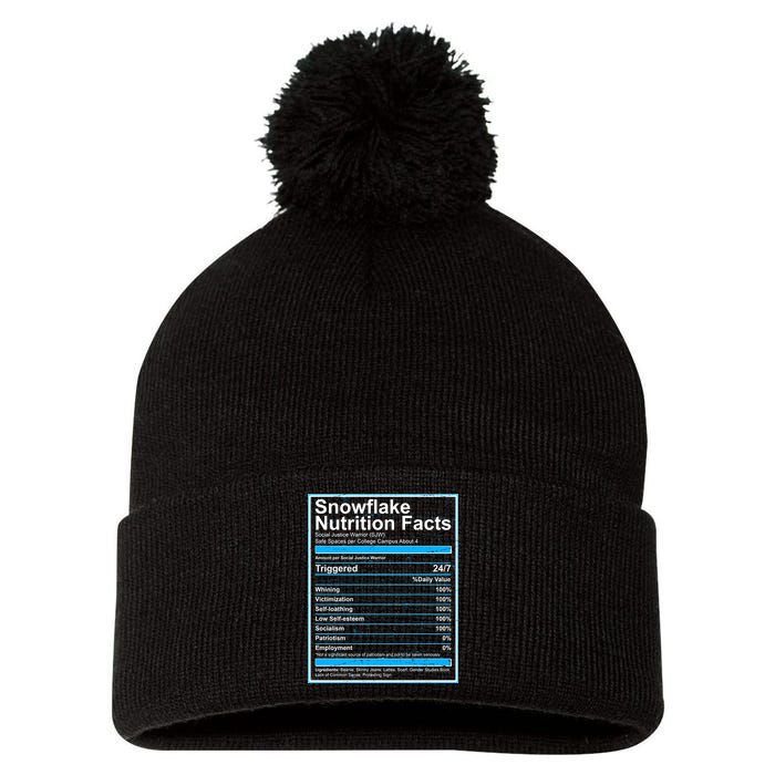 Snowflake Nutrition Facts Pom Pom 12in Knit Beanie