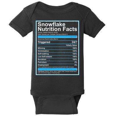 Snowflake Nutrition Facts Baby Bodysuit