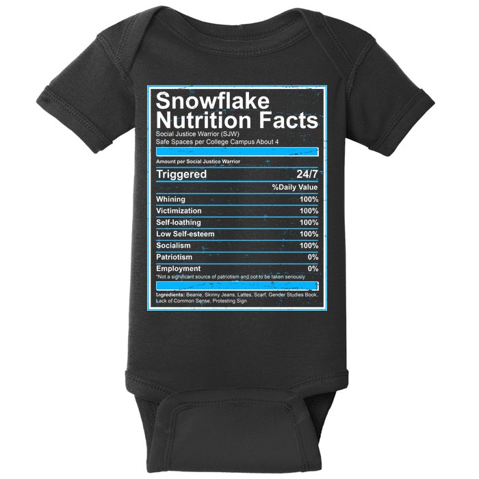 Snowflake Nutrition Facts Baby Bodysuit