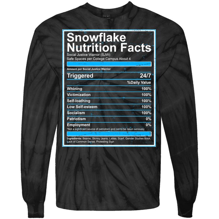 Snowflake Nutrition Facts Tie-Dye Long Sleeve Shirt