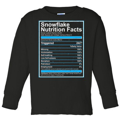 Snowflake Nutrition Facts Toddler Long Sleeve Shirt