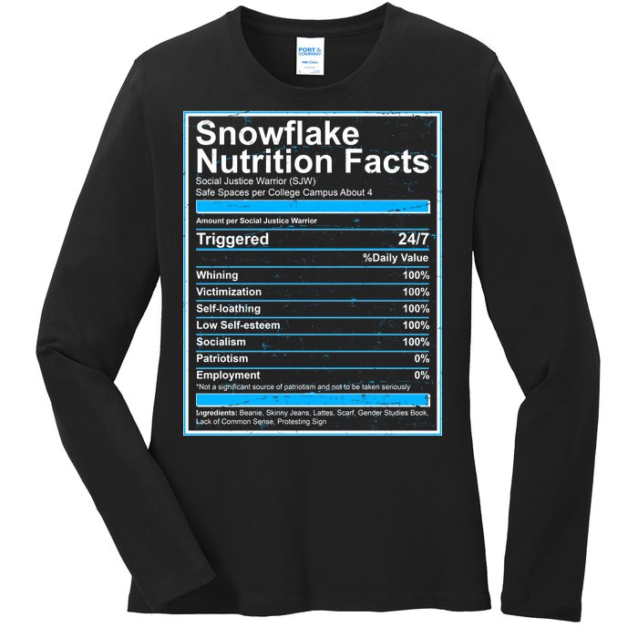 Snowflake Nutrition Facts Ladies Long Sleeve Shirt