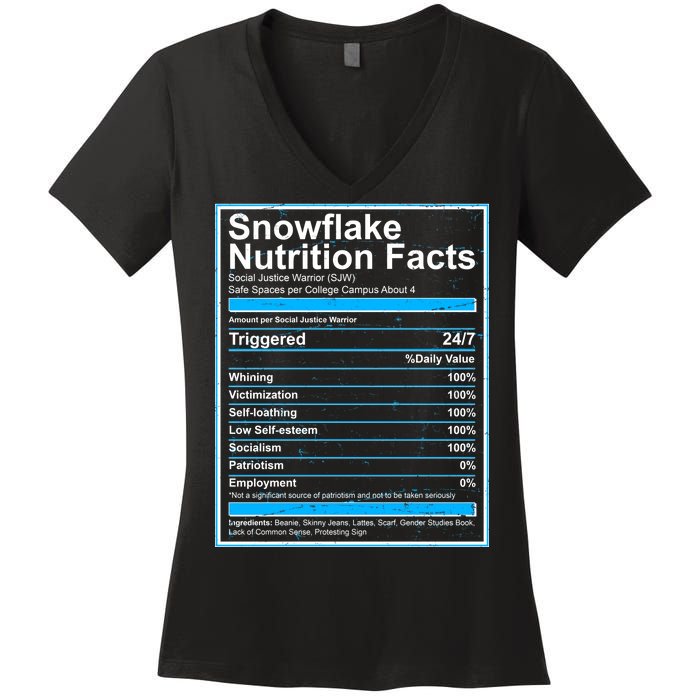 Snowflake Nutrition Facts Women's V-Neck T-Shirt