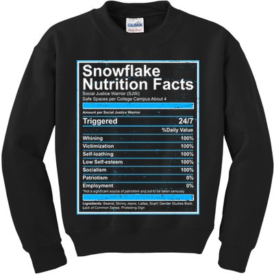 Snowflake Nutrition Facts Kids Sweatshirt