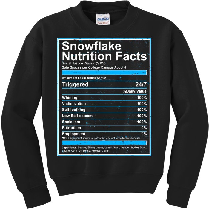 Snowflake Nutrition Facts Kids Sweatshirt