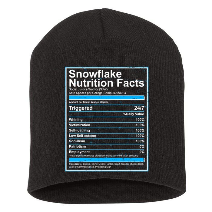 Snowflake Nutrition Facts Short Acrylic Beanie