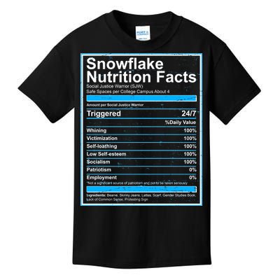 Snowflake Nutrition Facts Kids T-Shirt