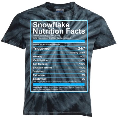 Snowflake Nutrition Facts Kids Tie-Dye T-Shirt