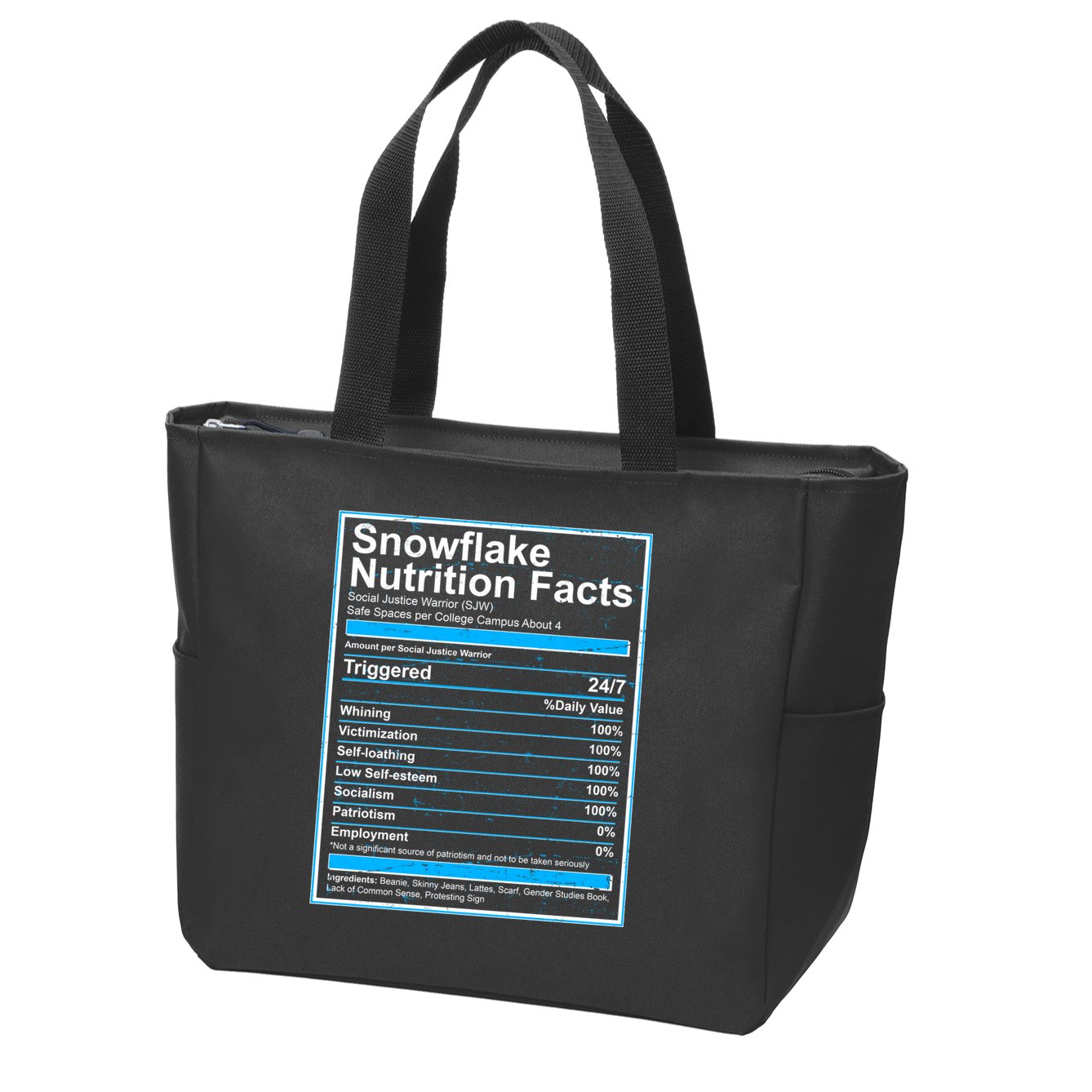 Snowflake Nutrition Facts Zip Tote Bag
