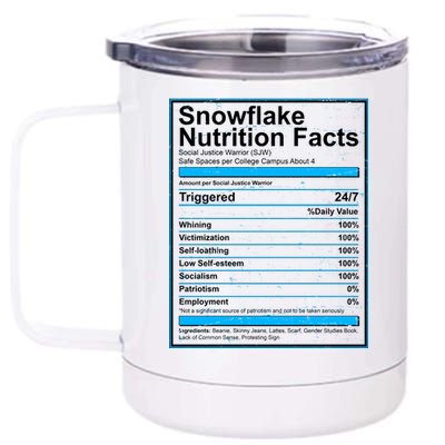 Snowflake Nutrition Facts 12 oz Stainless Steel Tumbler Cup