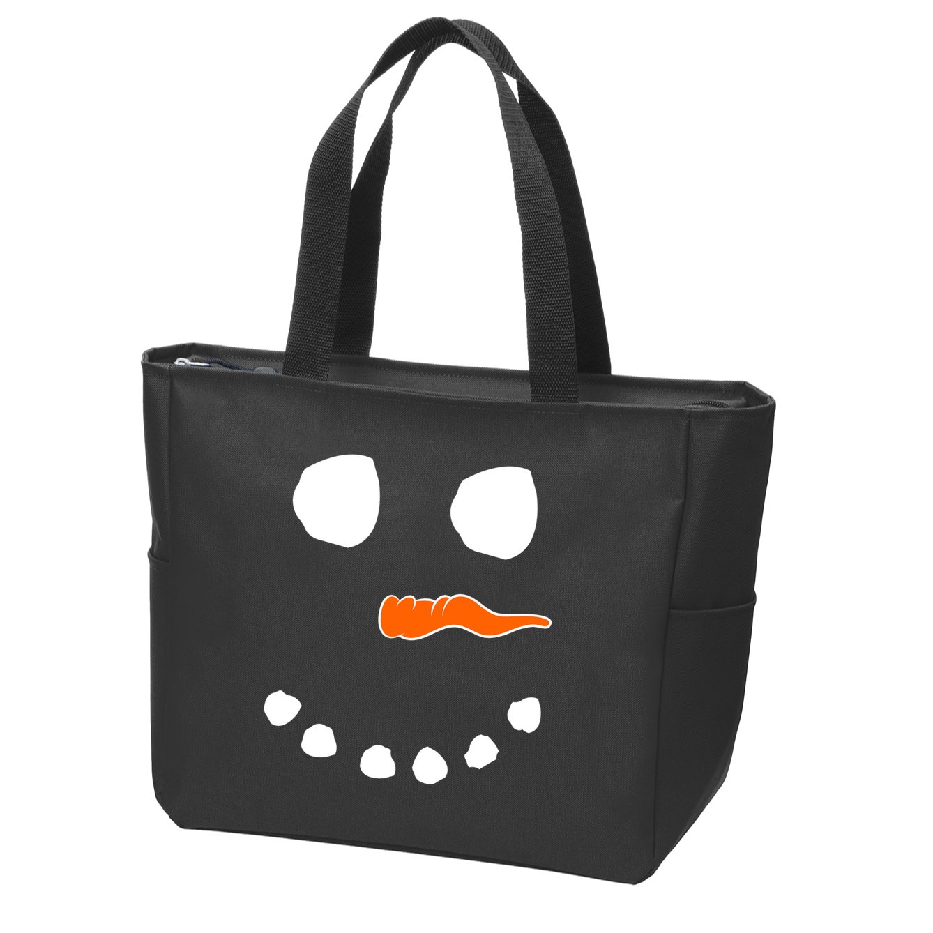 Snowman Big Face Zip Tote Bag