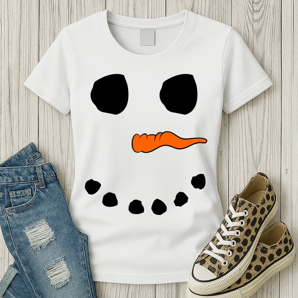 Snowman Big Face Womens T-Shirt