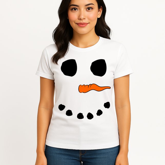 Snowman Big Face Womens T-Shirt