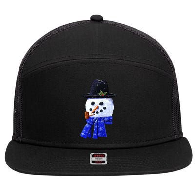 Snowman Smile 7 Panel Mesh Trucker Snapback Hat